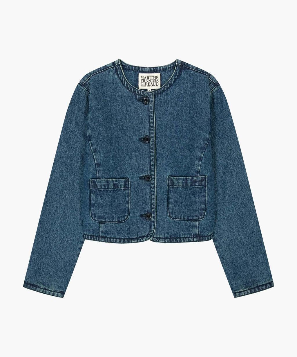 Marithe & Francois Girbaud - Round Neck Denim Jacket (Dark Blue) product image 6 | TRAB K-Fashion Australia