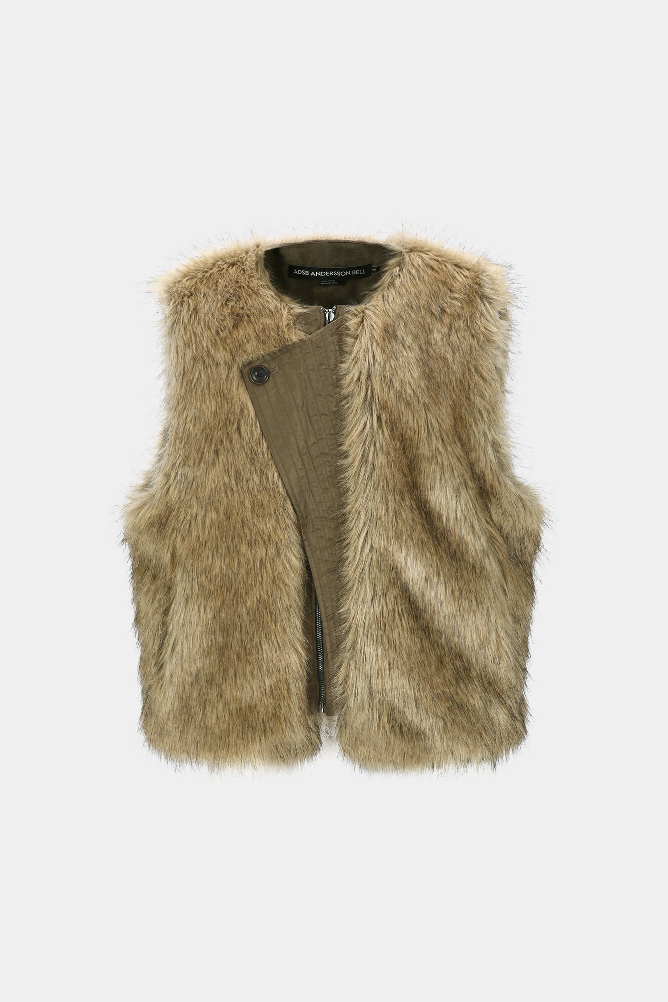 Andersson Bell - Unisex Curved Placket Reversible Faux-Fur Vest (Brown) product image 16 | TRAB K-Fashion Australia