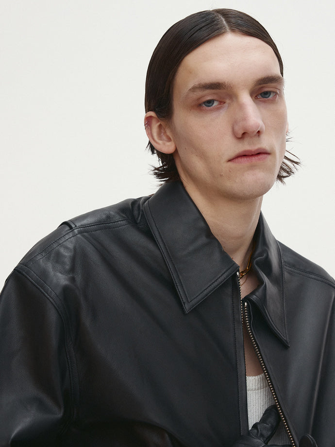 Tonywack - Leather Oversized Blouson Jacket (Black) product image 6 | TRAB K-Fashion Australia