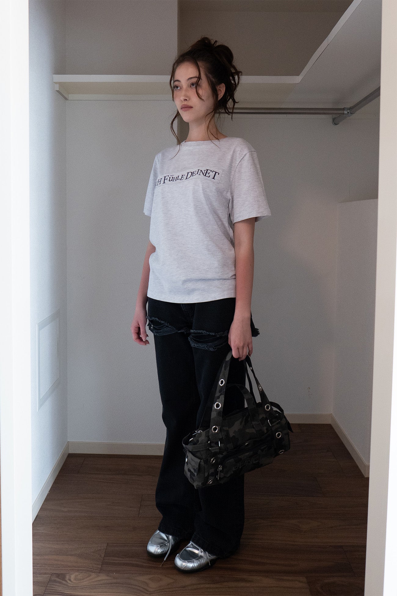 Deinet - Layered Semi Bootscut Denim Pants (Black) product image 2 | TRAB K-Fashion Australia