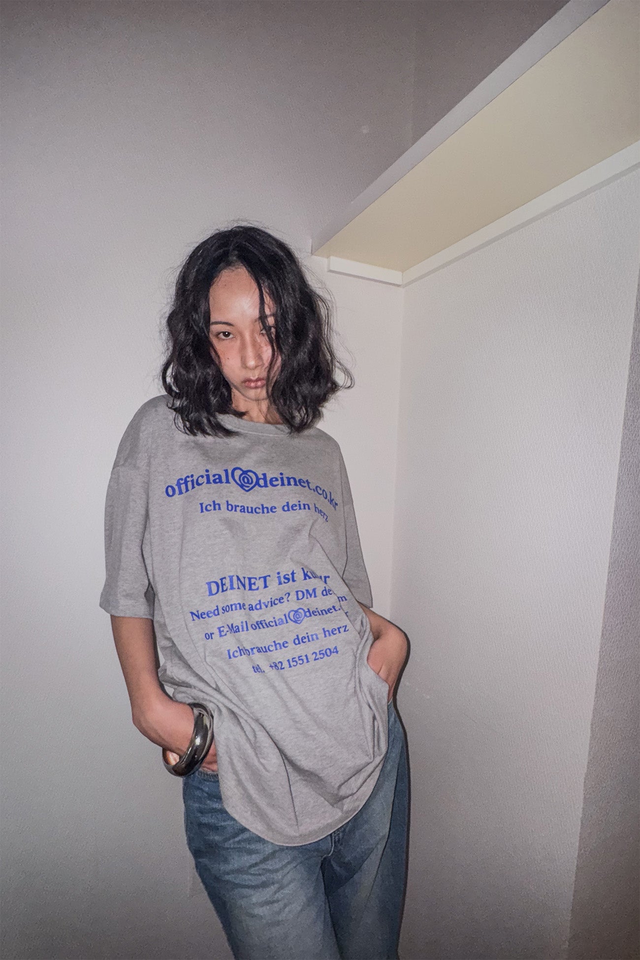 Deinet - Lettering Graphic Oversized T-Shirt (Melange Grey) product image 7 | TRAB K-Fashion Australia