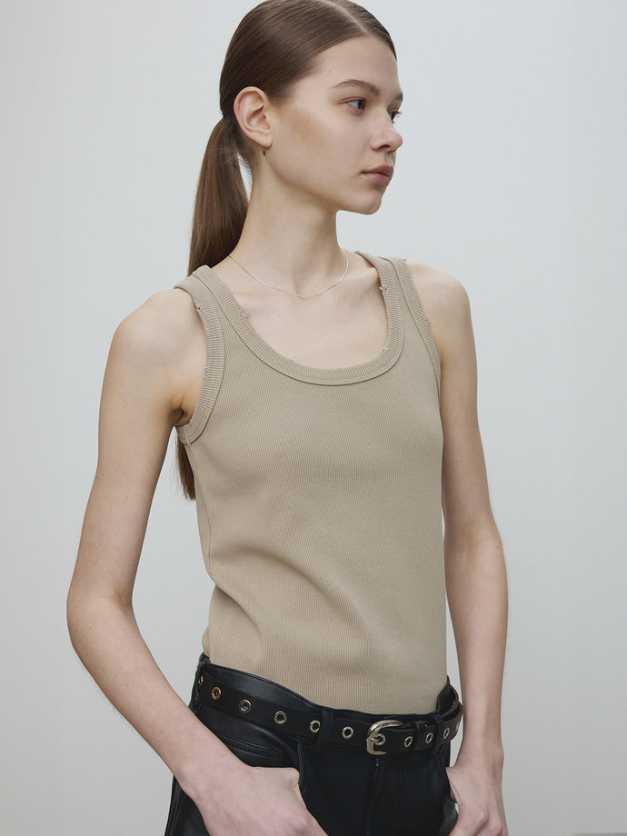 Tonywack - Ribbed Tank Top (Beige) product image 6 | TRAB K-Fashion Australia