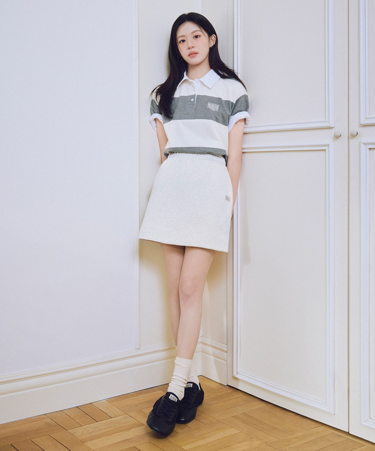 Marithe & Francois Girbaud - Vintage Classic Logo Sweat Mini Skirt (Oatmeal) product image 1 | TRAB K-Fashion Australia