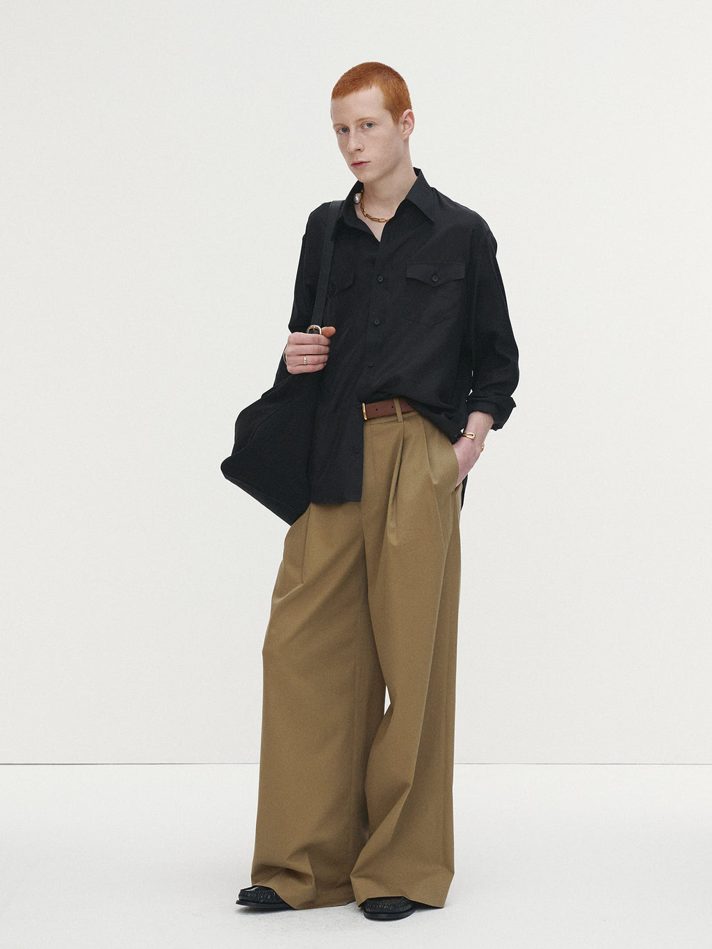 Tonywack - Silk Double Pocket Shirt (Black) product image 1 | TRAB K-Fashion Australia
