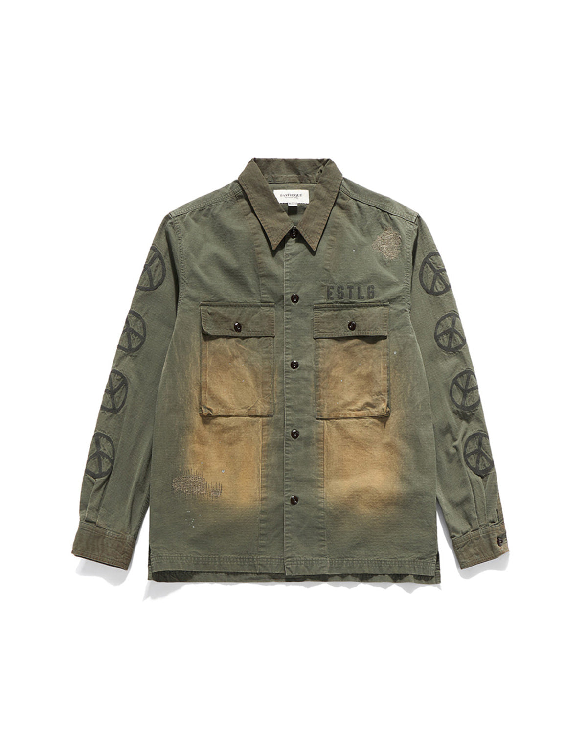 Eastlogue - Peace Symbol Damage Shirts (Vintage Olive) product image 5 | TRAB K-Fashion Australia