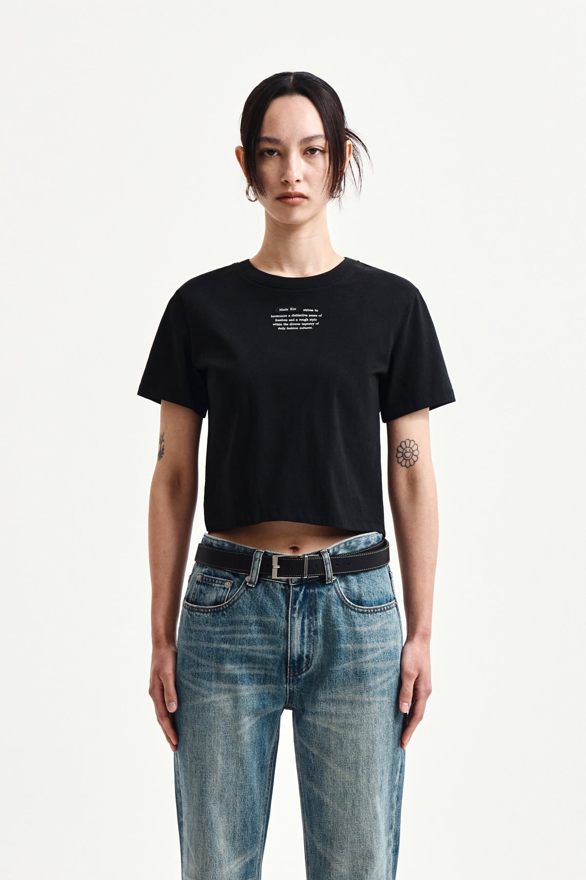 Matin Kim - Label Point Lettering Crop Top (Black) product image 10 | TRAB K-Fashion Australia