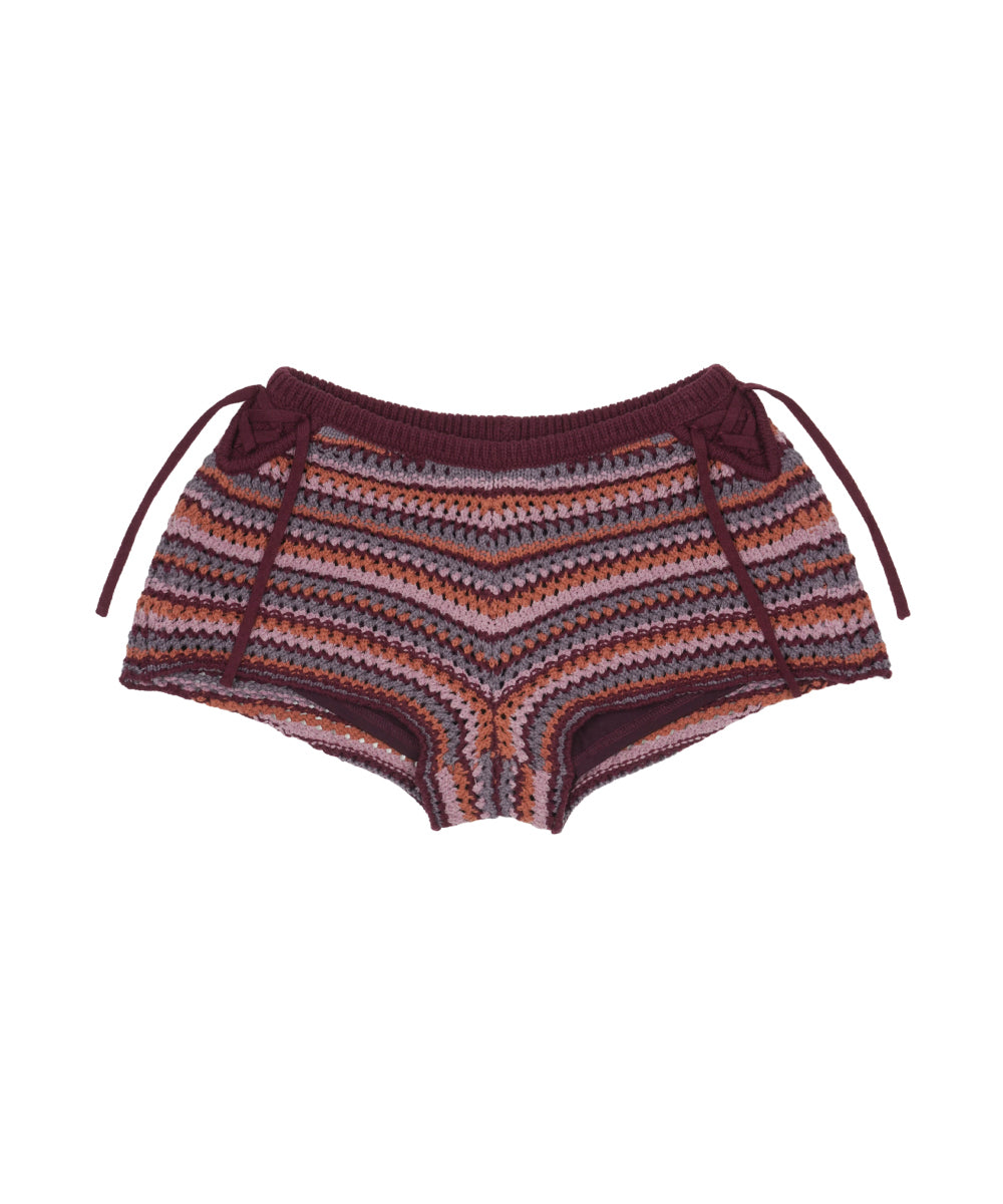 Coyseio - Striped Crochet Knit Shorts (Wine) product image 11 | TRAB K-Fashion Australia