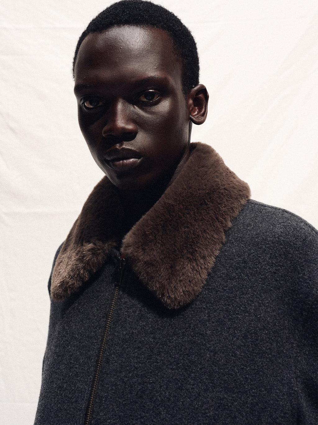 Tonywack - Brushed Wool Flannel Shearling Blouson (Charcoal Anthracite) product image 8 | TRAB K-Fashion Australia