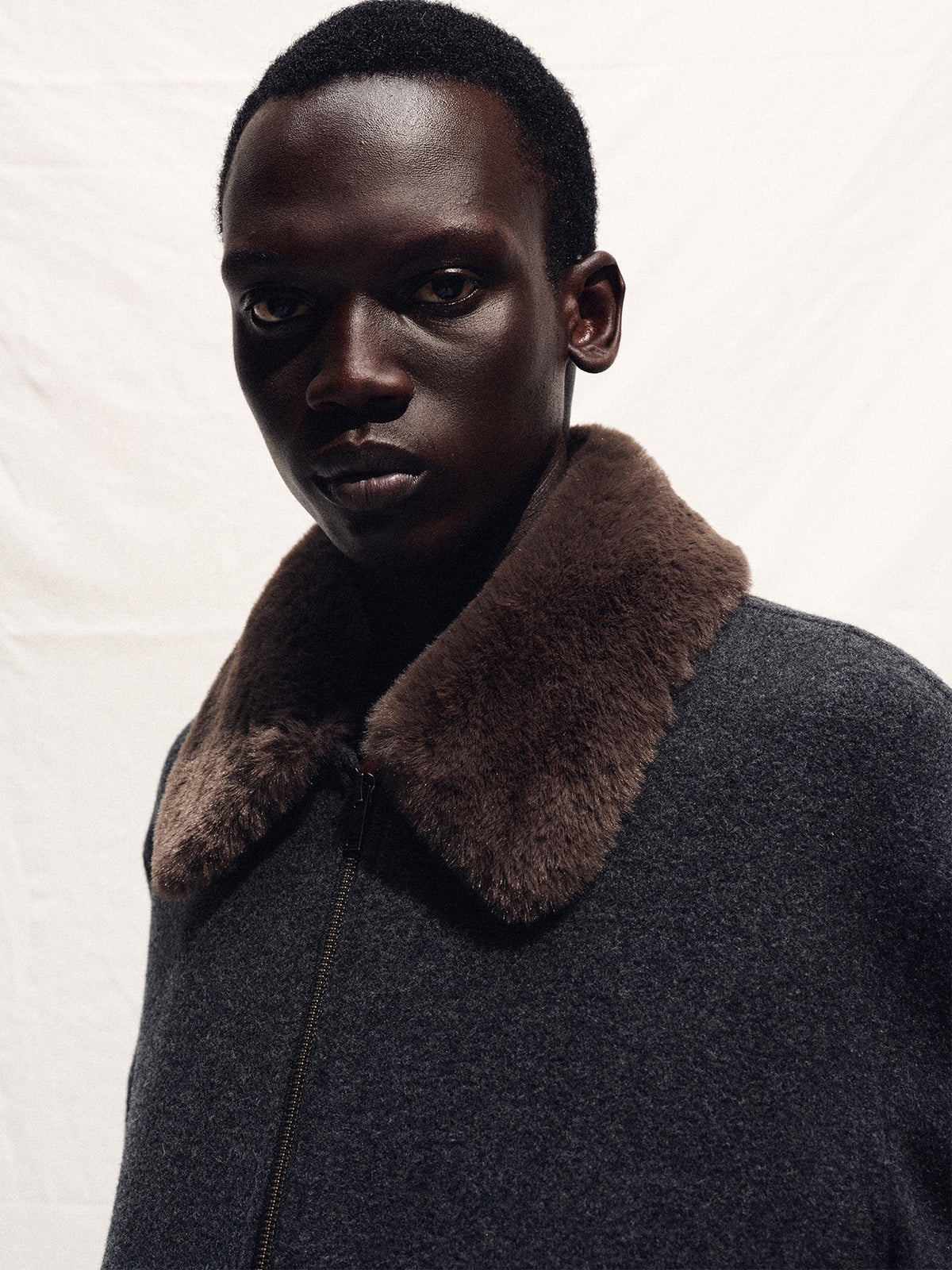 Tonywack - Brushed Wool Flannel Shearling Blouson (Charcoal Anthracite) product image 8 | TRAB K-Fashion Australia