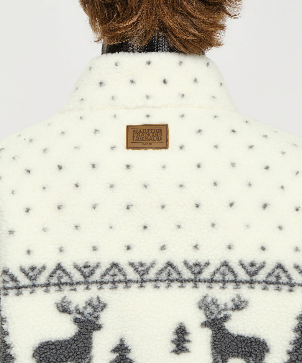 Marithe & Francois Girbaud - High Neck Pattern Fleece Jacket (Ivory) product image 5 | TRAB K-Fashion Australia