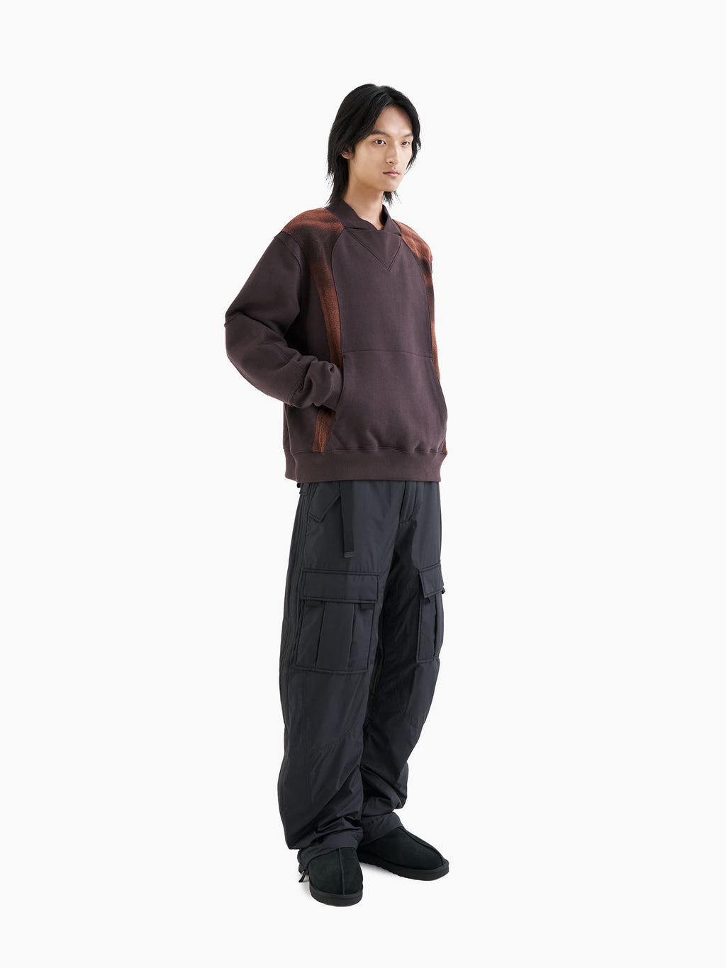 Jiyong Kim - Sun-Bleached Panel Sweatshirts (Burgundy) product image 1 | TRAB K-Fashion Australia
