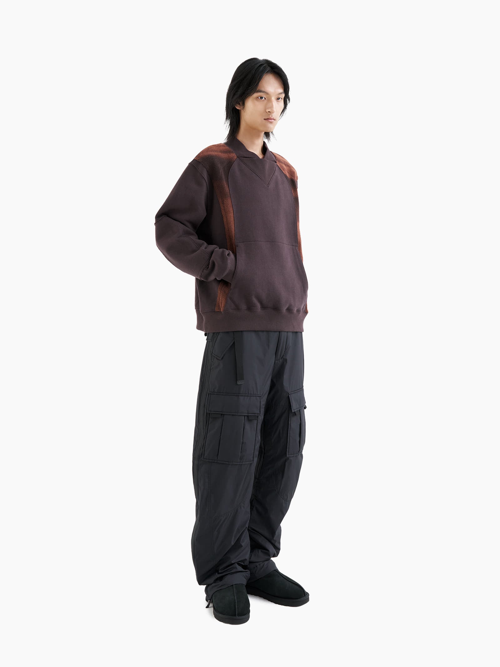Jiyong Kim - Sun-Bleached Panel Sweatshirts (Burgundy) product image 1 | TRAB K-Fashion Australia