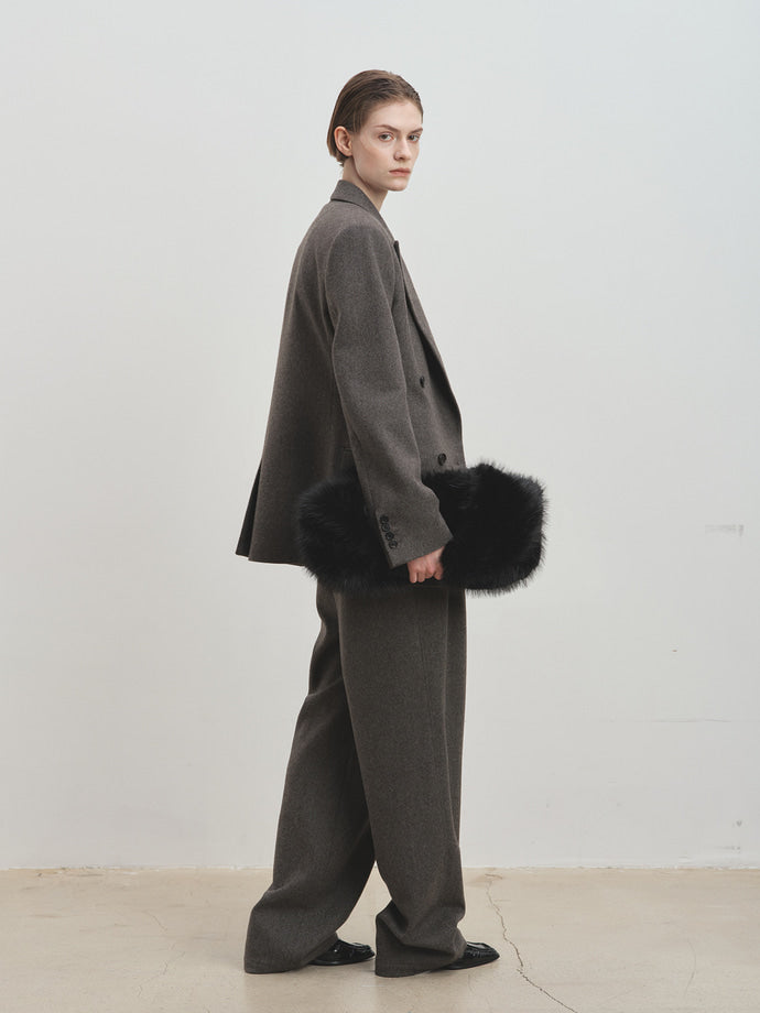 Tonywack - Tailored Wool Twill Double-Breasted Jacket (Grey) product image 3 | TRAB K-Fashion Australia