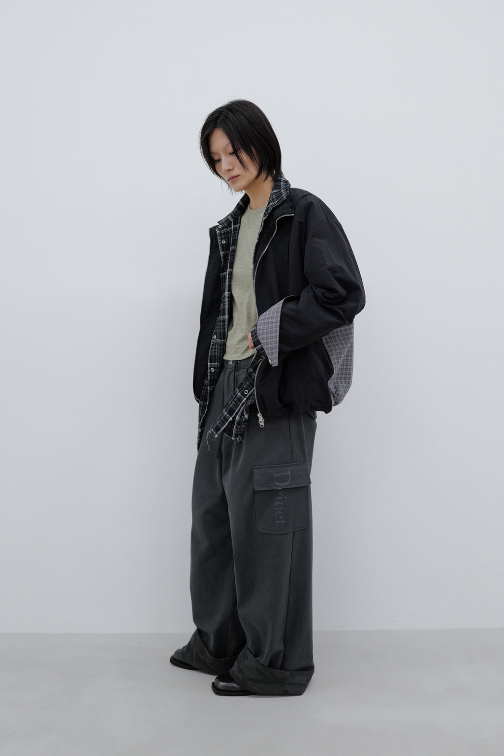 Deinet - Deinet Check Contrast Bomber Jacket (Black) product image 5 | TRAB K-Fashion Australia