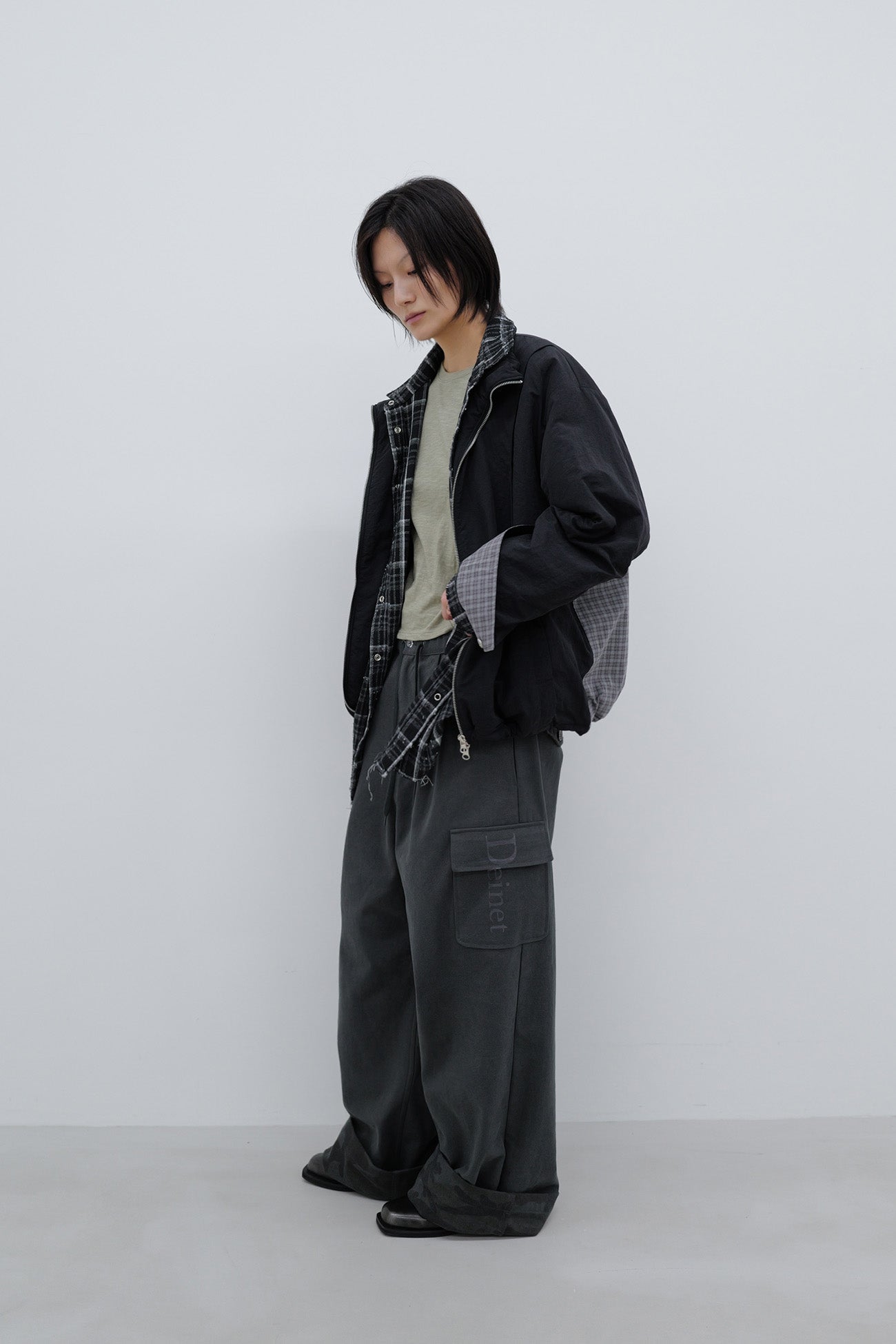 Deinet - Deinet Check Contrast Bomber Jacket (Black) product image 5 | TRAB K-Fashion Australia