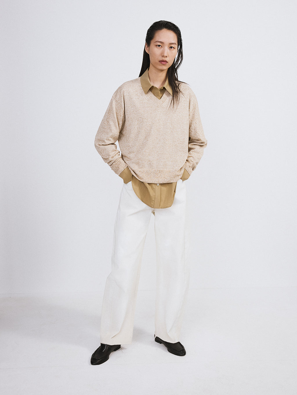 Recto - Painted Detail Curved Denim Pants (Ecru) product image 4 | TRAB K-Fashion Australia