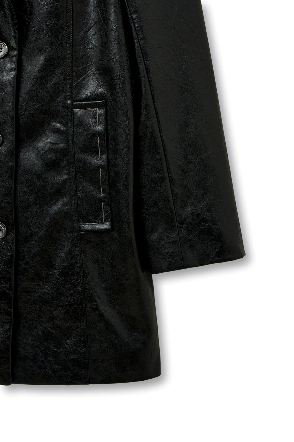 Matin Kim - Faux Leather Half Double Jacket (Black) product image 4 | TRAB K-Fashion Australia