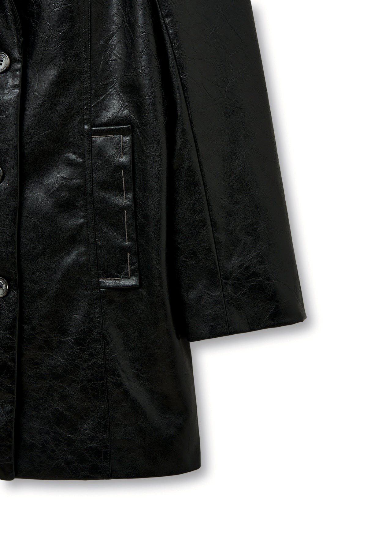Matin Kim - Faux Leather Half Double Jacket (Black) product image 4 | TRAB K-Fashion Australia