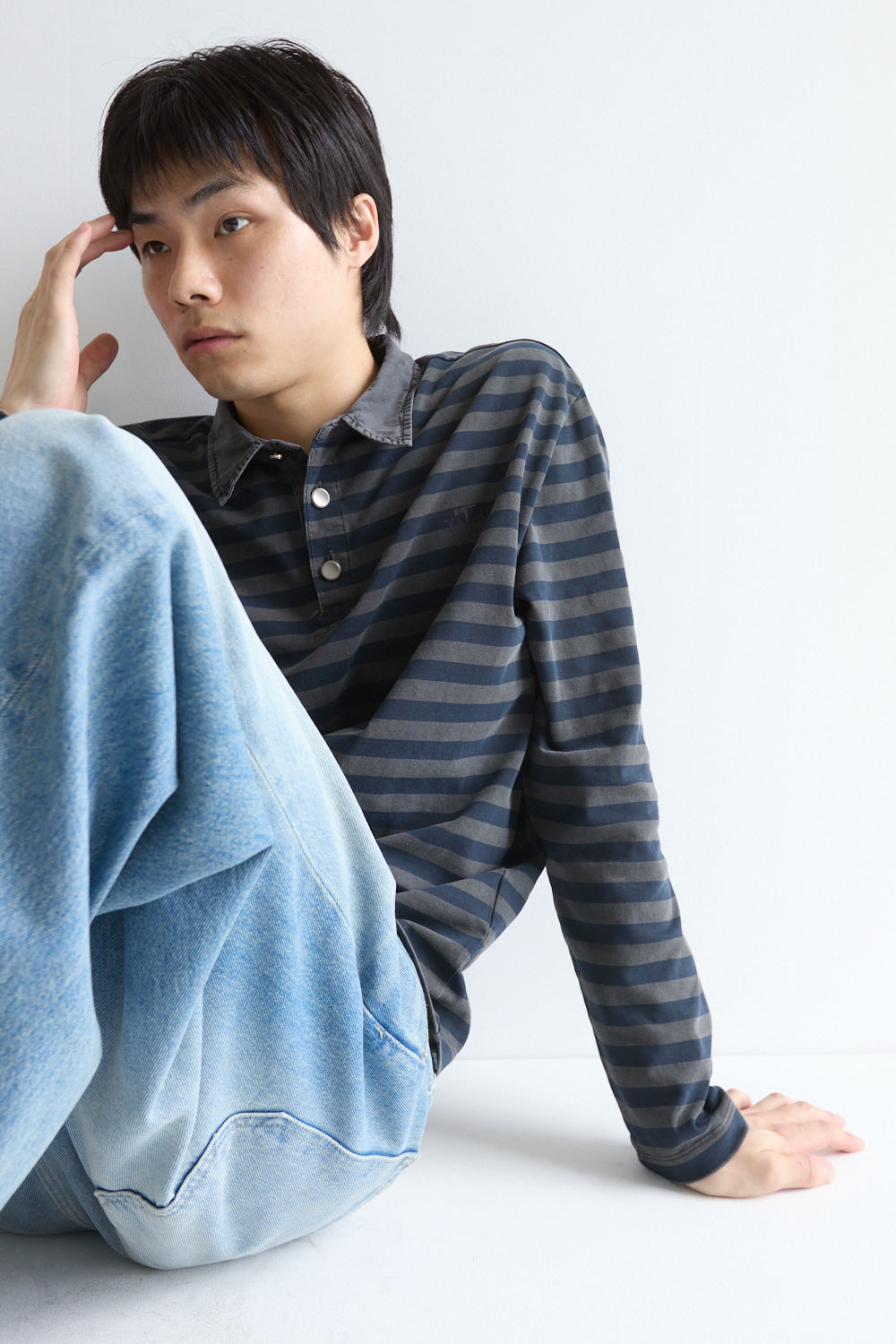 Hatchingroom - VTG Stripe Polo Tee Dyed (Blue) product image 6 | TRAB K-Fashion Australia