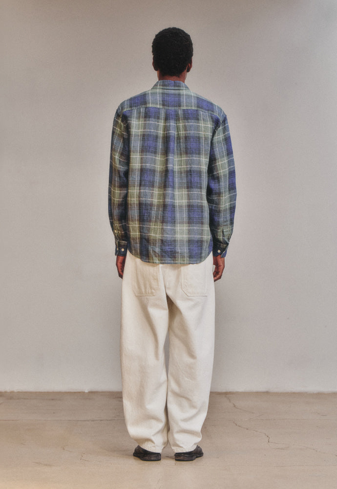 Art if acts - Linen French Check Shirt (Khaki/Blue) product image 5 | TRAB K-Fashion Australia
