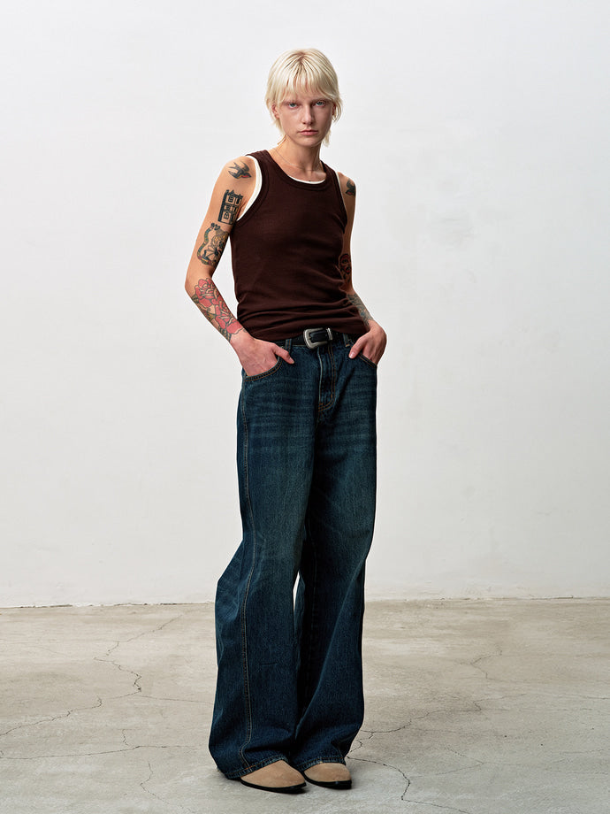 Tonywack - Oversized Wide-Leg Denim Jeans (Washed Mid Blue) product image 3 | TRAB K-Fashion Australia