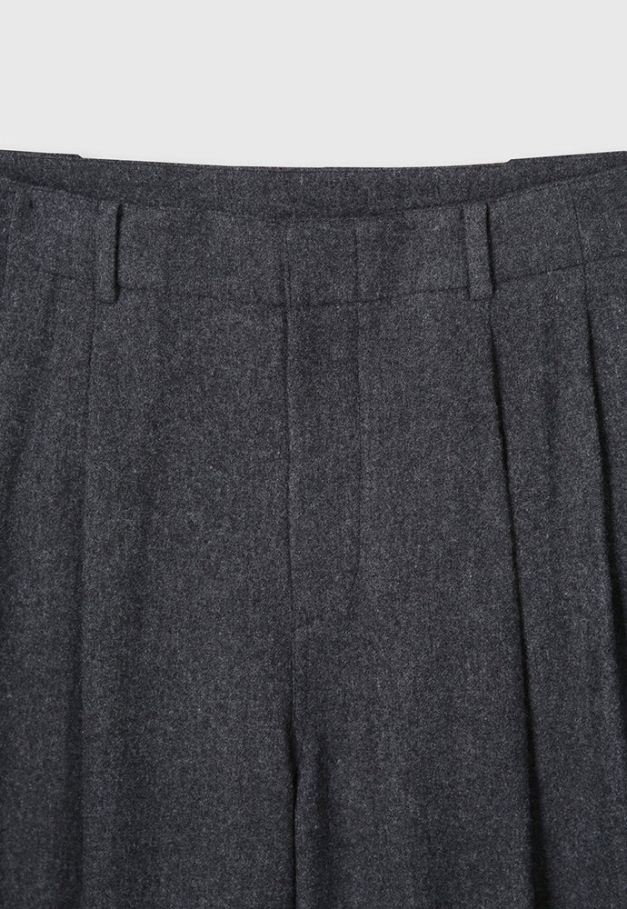 Tonywack - Virgin Wool Double-Pleats Wide Trousers (Grey) product image 8 | TRAB K-Fashion Australia