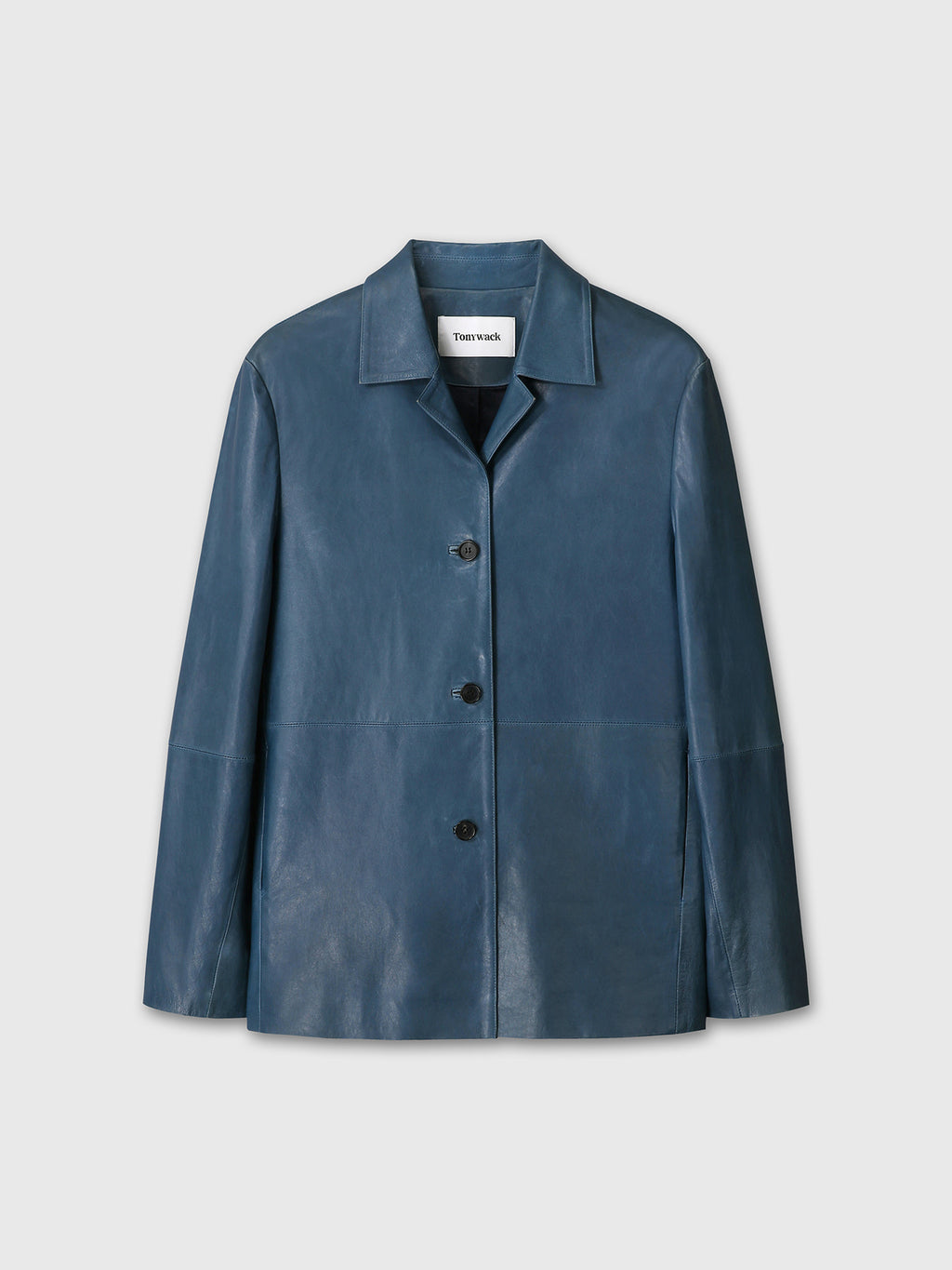 Tonywack - Vegetable Tanned Lamb Leather Open Collar Jacket (Mid Blue) product image 8 | TRAB K-Fashion Australia