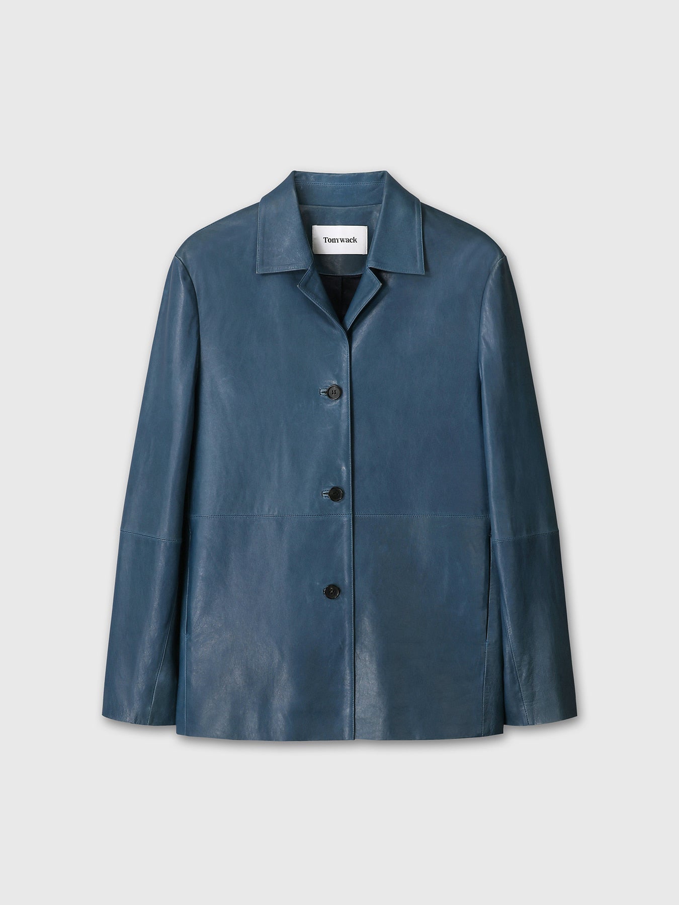 Tonywack - Vegetable Tanned Lamb Leather Open Collar Jacket (Mid Blue) product image 8 | TRAB K-Fashion Australia