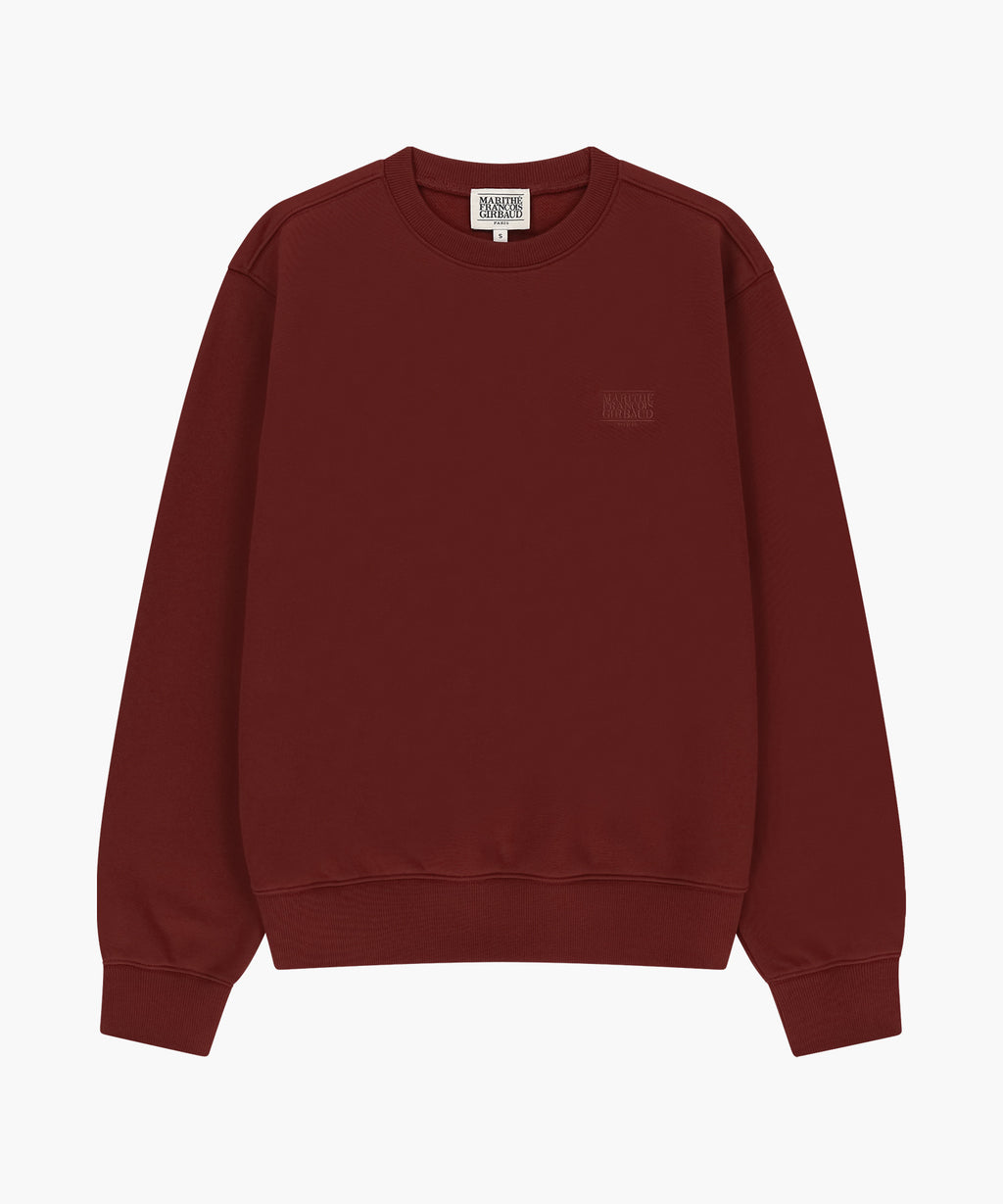 Marithe & Francois Girbaud - Small Classic Logo Oversized Sweatshirt (brushed) (Burgundy) product image 5 | TRAB K-Fashion Australia