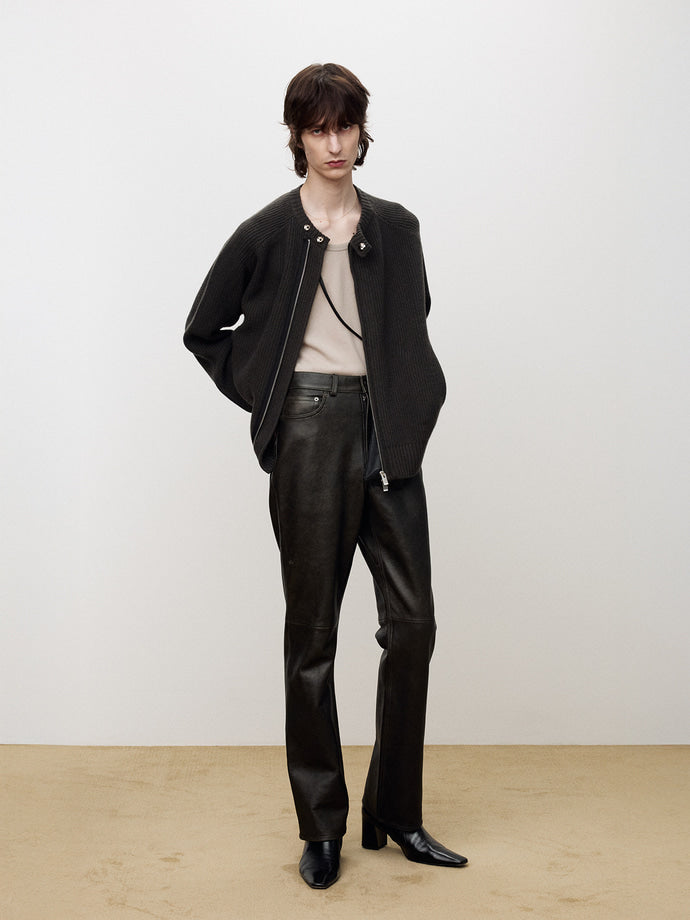 Tonywack - Leather Flared-Leg Pants (Vintage Treatment) (Black) product image 5 | TRAB K-Fashion Australia