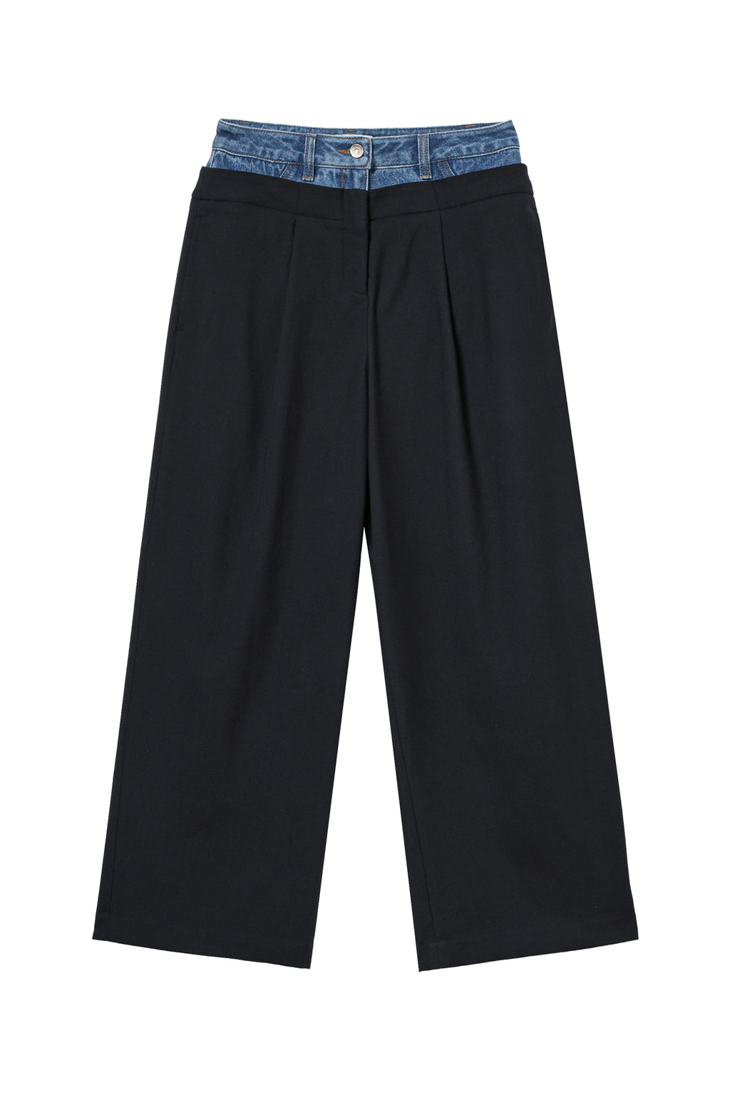 Deinet - Layered Denim Slacks (Black) product image 1 | TRAB K-Fashion Australia