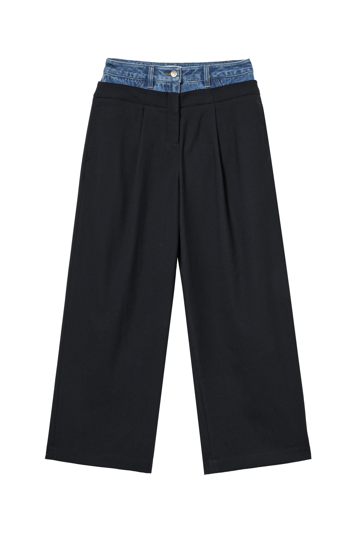Deinet - Layered Denim Slacks (Black) product image 1 | TRAB K-Fashion Australia