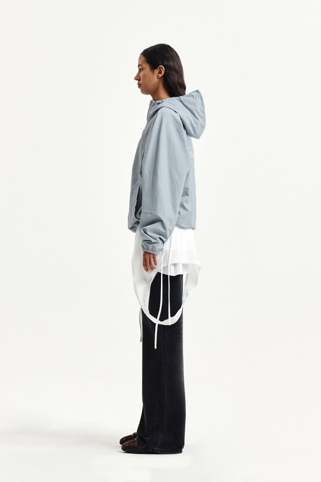 Matin Kim - Back Logo Hoody Wind Breaker (Light Grey) product image 7 | TRAB K-Fashion Australia