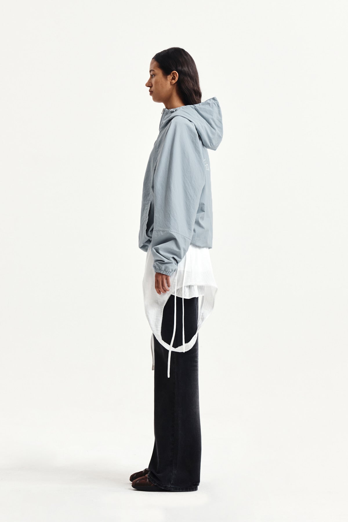 Matin Kim - Back Logo Hoody Wind Breaker (Light Grey) product image 7 | TRAB K-Fashion Australia
