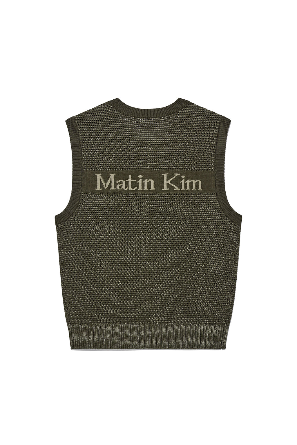 Matin Kim - Two Tone Mesh Knit Vest (Khaki) product image 2 | TRAB K-Fashion Australia