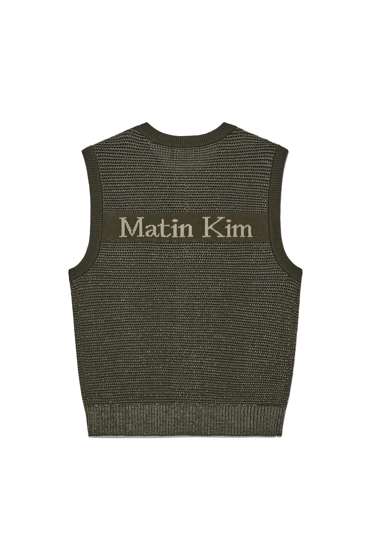 Matin Kim - Two Tone Mesh Knit Vest (Khaki) product image 2 | TRAB K-Fashion Australia