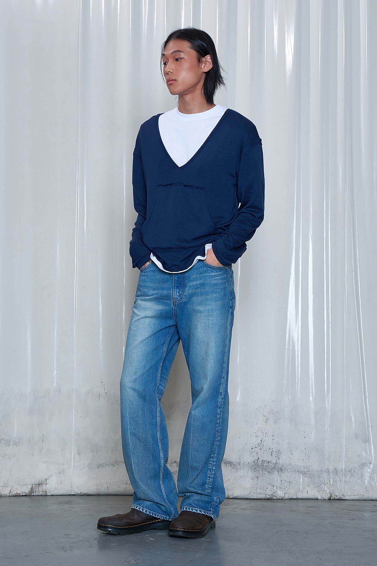 Deinet - Raw V Long Sleeve (Navy) product image 4 | TRAB K-Fashion Australia