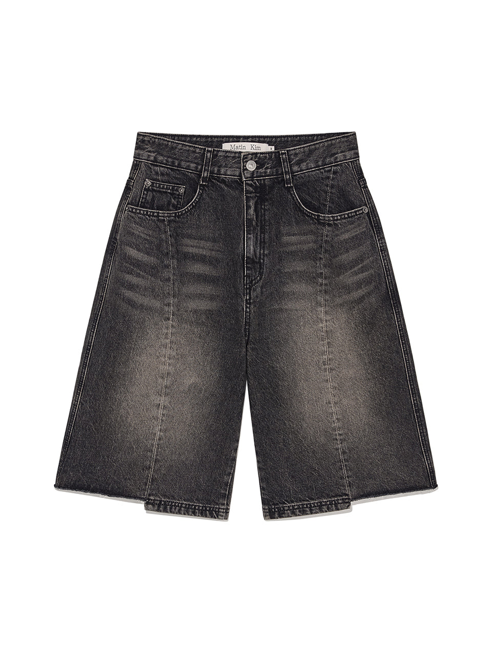Matin Kim - Hem Point Bermuda Denim Pants (Charcoal) product image 1 | TRAB K-Fashion Australia