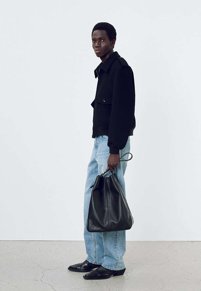 Tonywack - Felted Wool Epaulet Bomber Jacket (Black) product image 3 | TRAB K-Fashion Australia