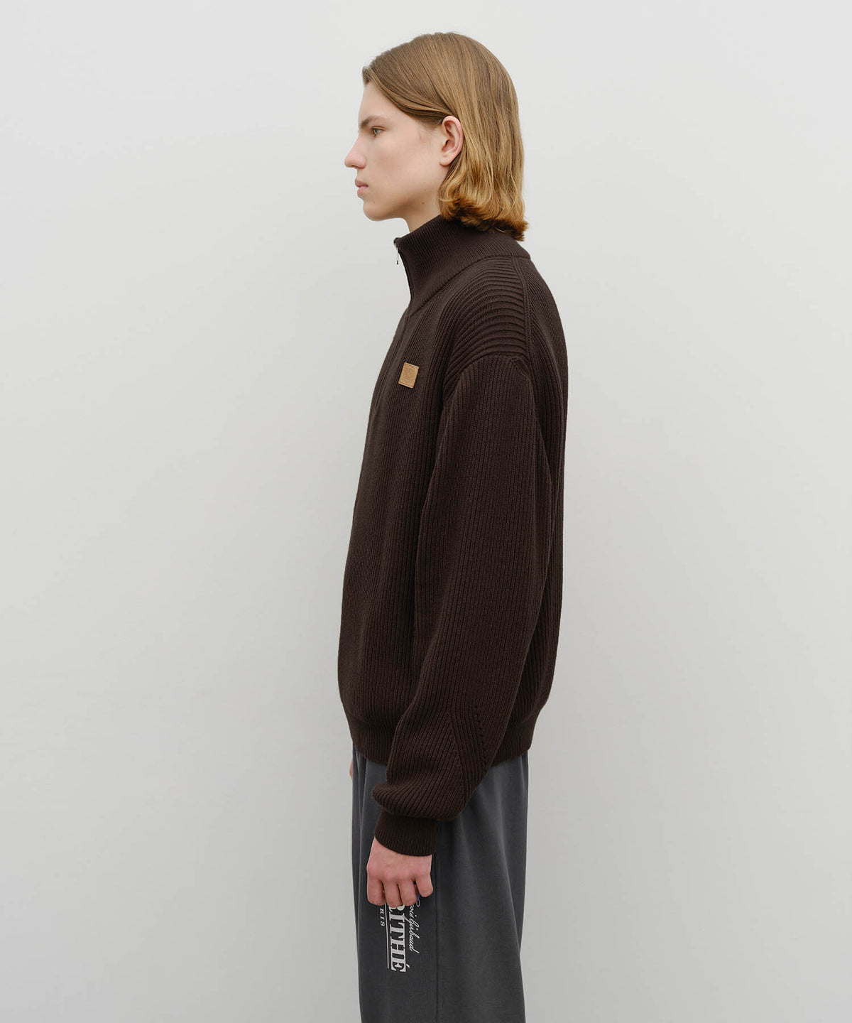 Marithe & Francois Girbaud - Half Neck Zipup Knit (Dark Brown) product image 2 | TRAB K-Fashion Australia