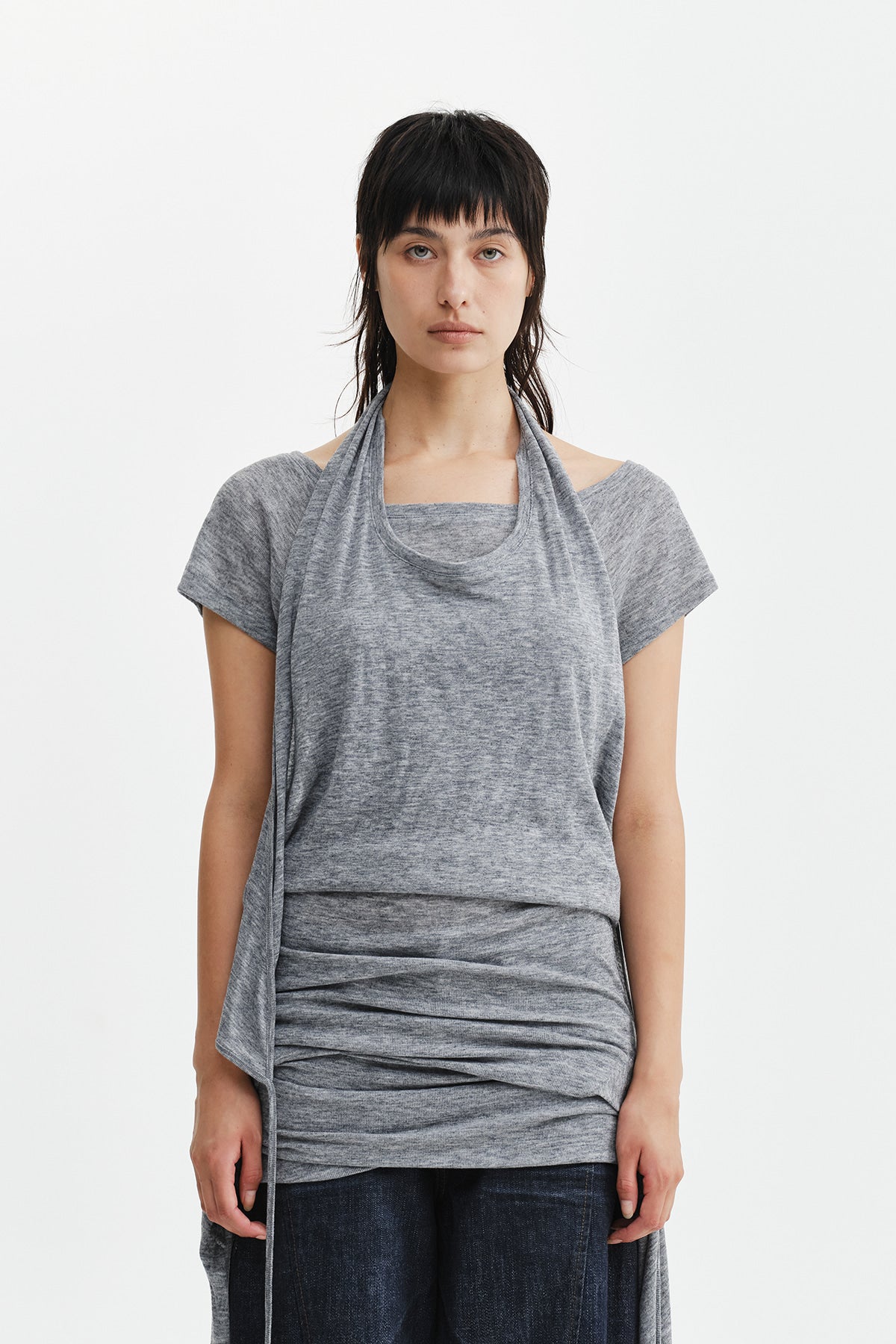 Matin Kim - Two Way Layered Jersey Dress (Grey) product image 6 | TRAB K-Fashion Australia