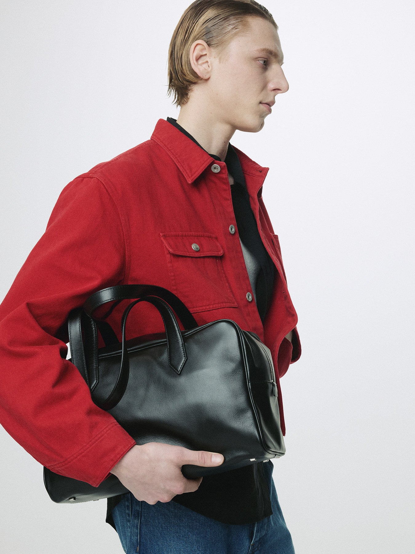 Tonywack - Slub Cotton Cropped Work Jacket (Red) product image 9 | TRAB K-Fashion Australia