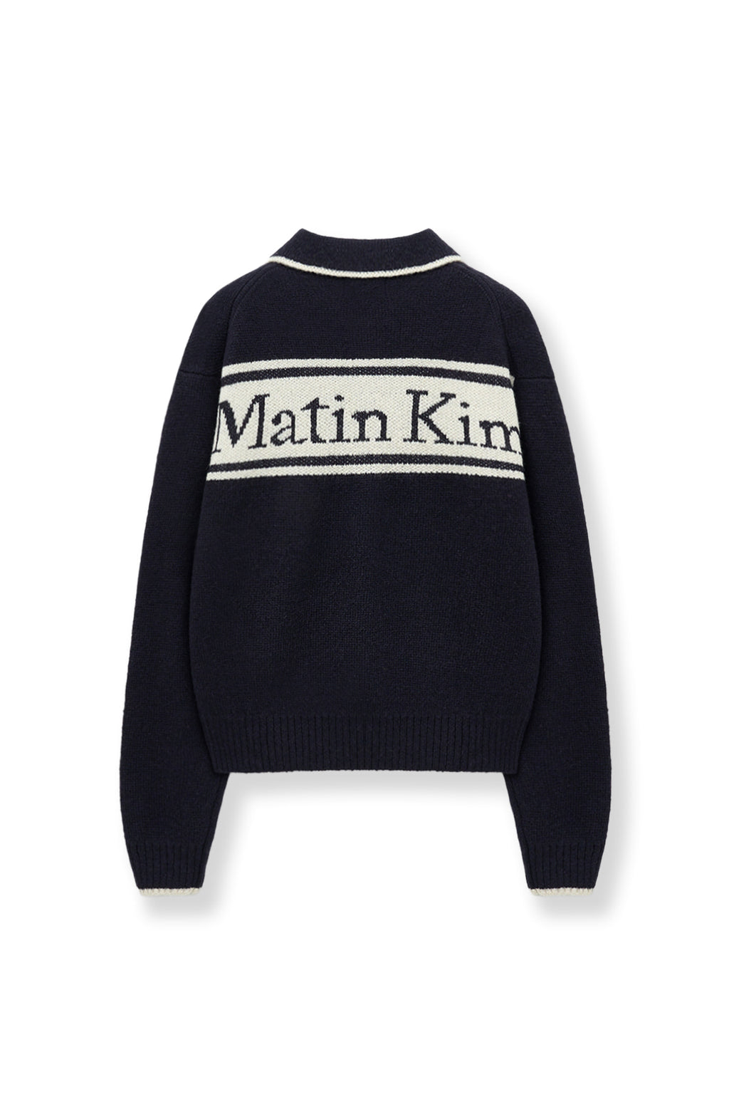 Matin Kim - Back Logo Collar Knit Top (Dark Navy) product image 3 | TRAB K-Fashion Australia