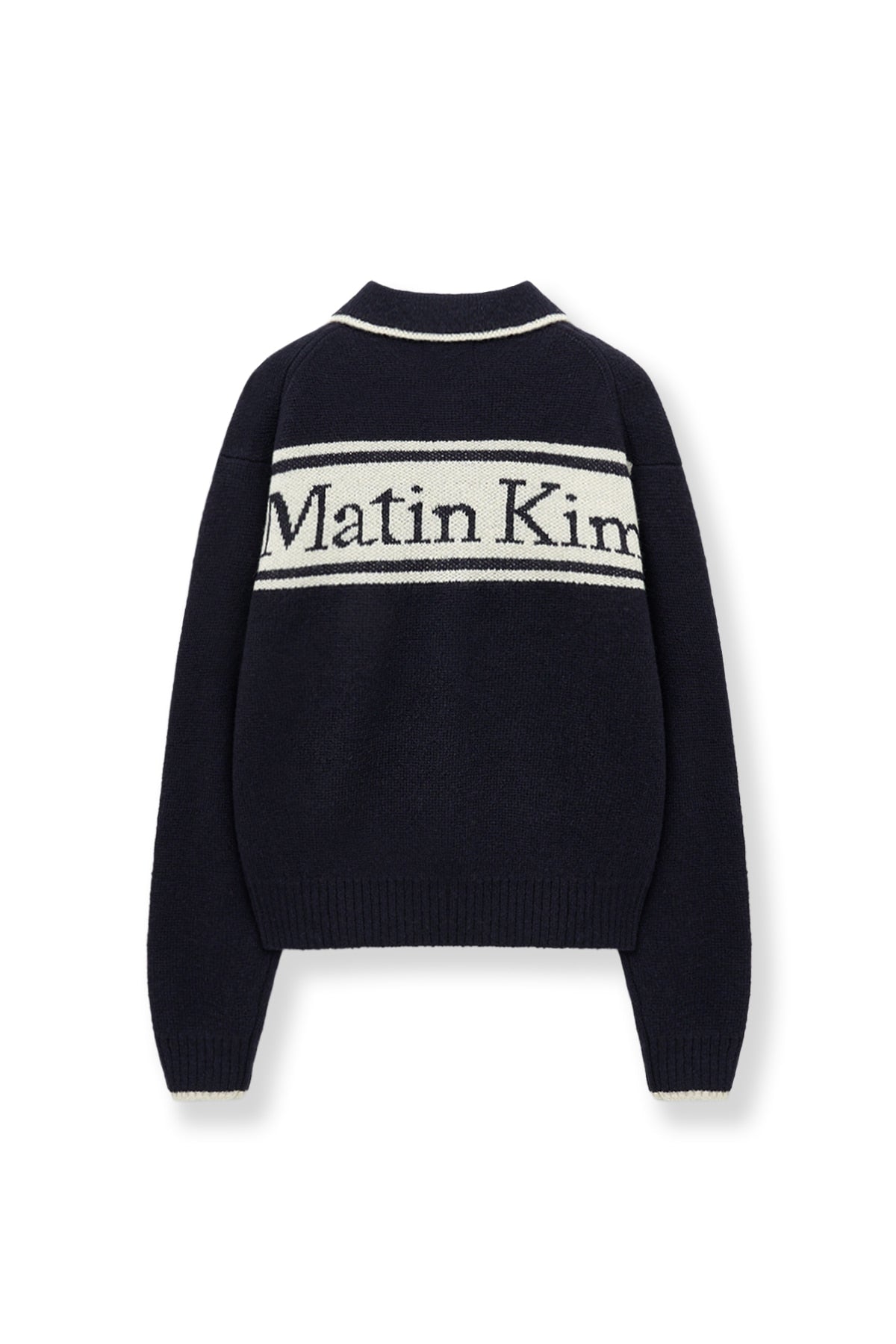 Matin Kim - Back Logo Collar Knit Top (Dark Navy) product image 3 | TRAB K-Fashion Australia