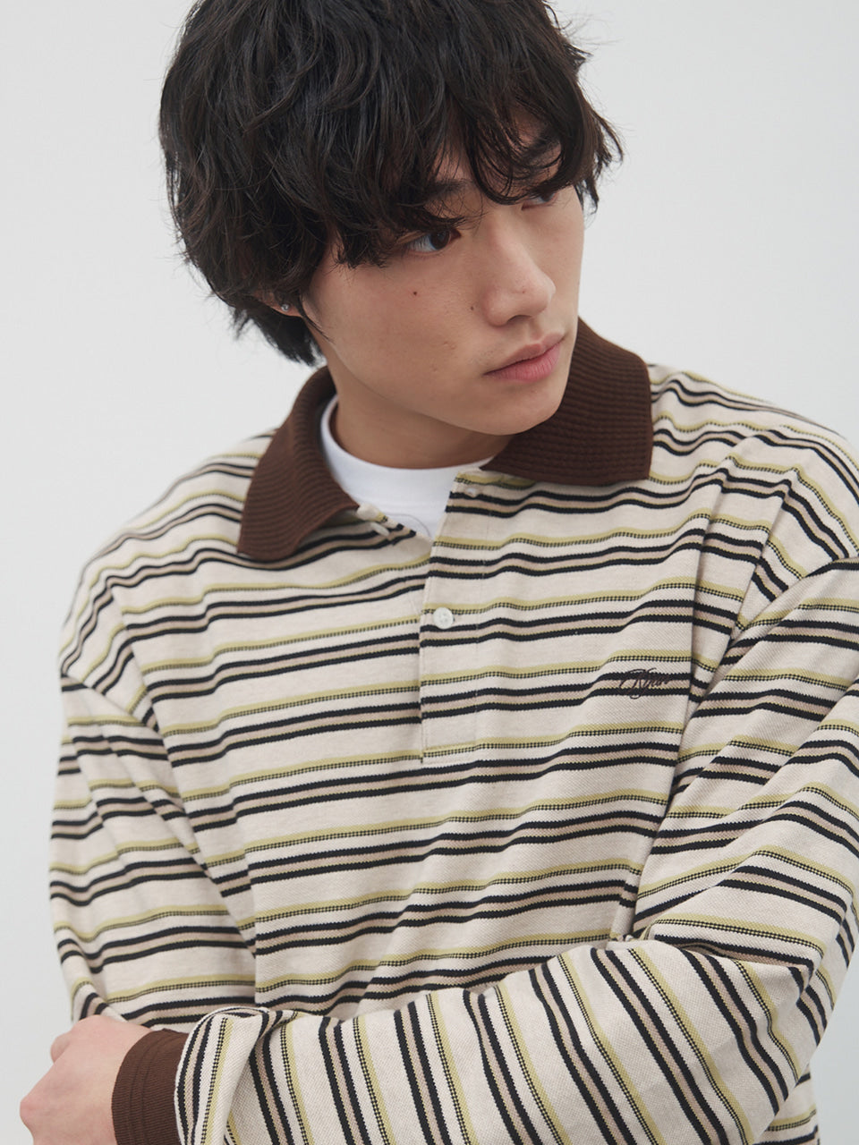 Kijun - Fresh Border Pique Polo (Brown) product image 2 | TRAB K-Fashion Australia