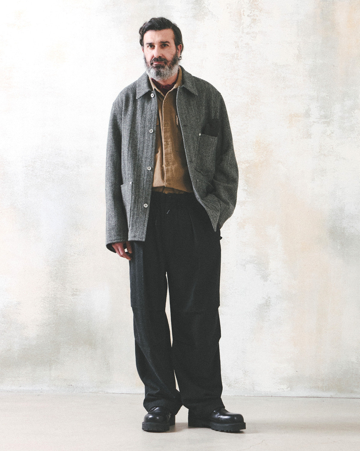 Eastlogue - Railman Work Jacket (Black Wool Herringbone) product image 1 | TRAB K-Fashion Australia