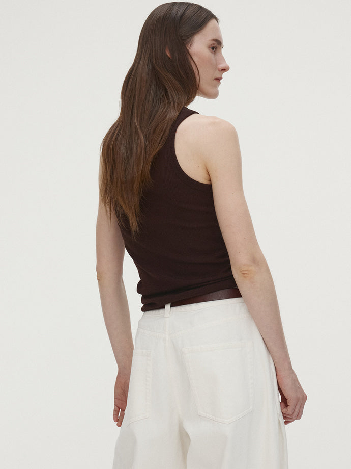 Tonywack - Super Fine Wool Ribbed Sleeveless (Japanese Fabric) (Dark Brown) product image 4 | TRAB K-Fashion Australia