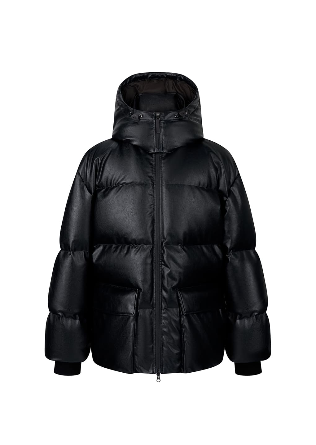 Amomento - [Pre-Order] synthetic leather mid puffer (Black) product image 11 | TRAB K-Fashion Australia