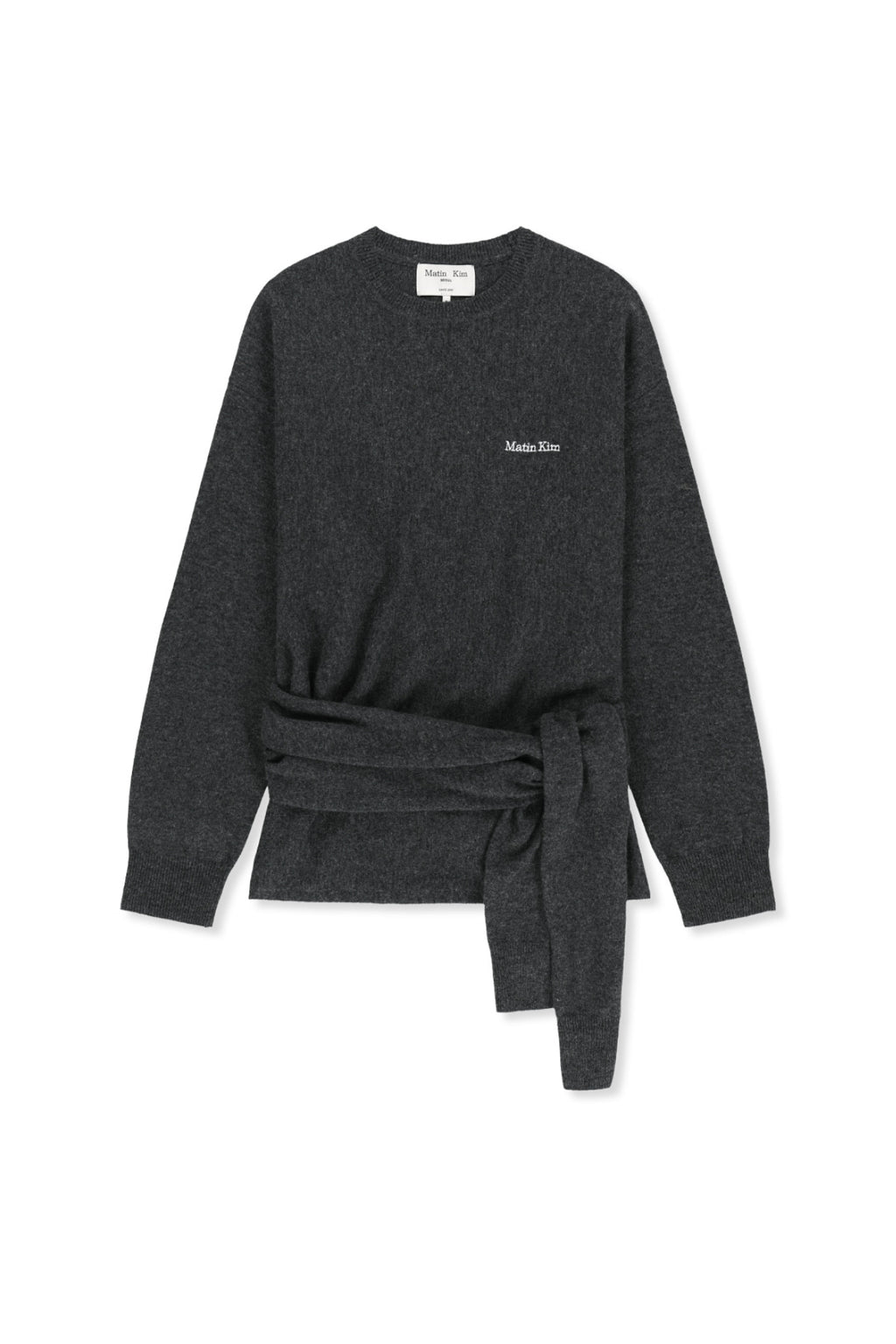 Matin Kim - Wrap Tie Knit Pullover (Charcoal) product image 1 | TRAB K-Fashion Australia