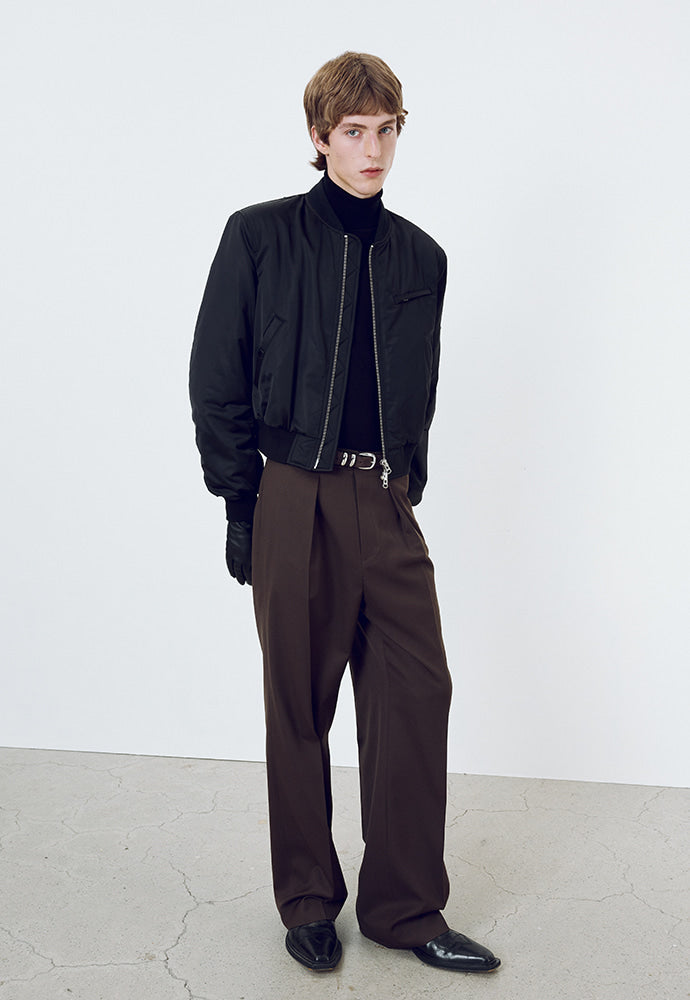 Tonywack - Wool Twill Pleated Wide Trousers (Brown) product image 6 | TRAB K-Fashion Australia